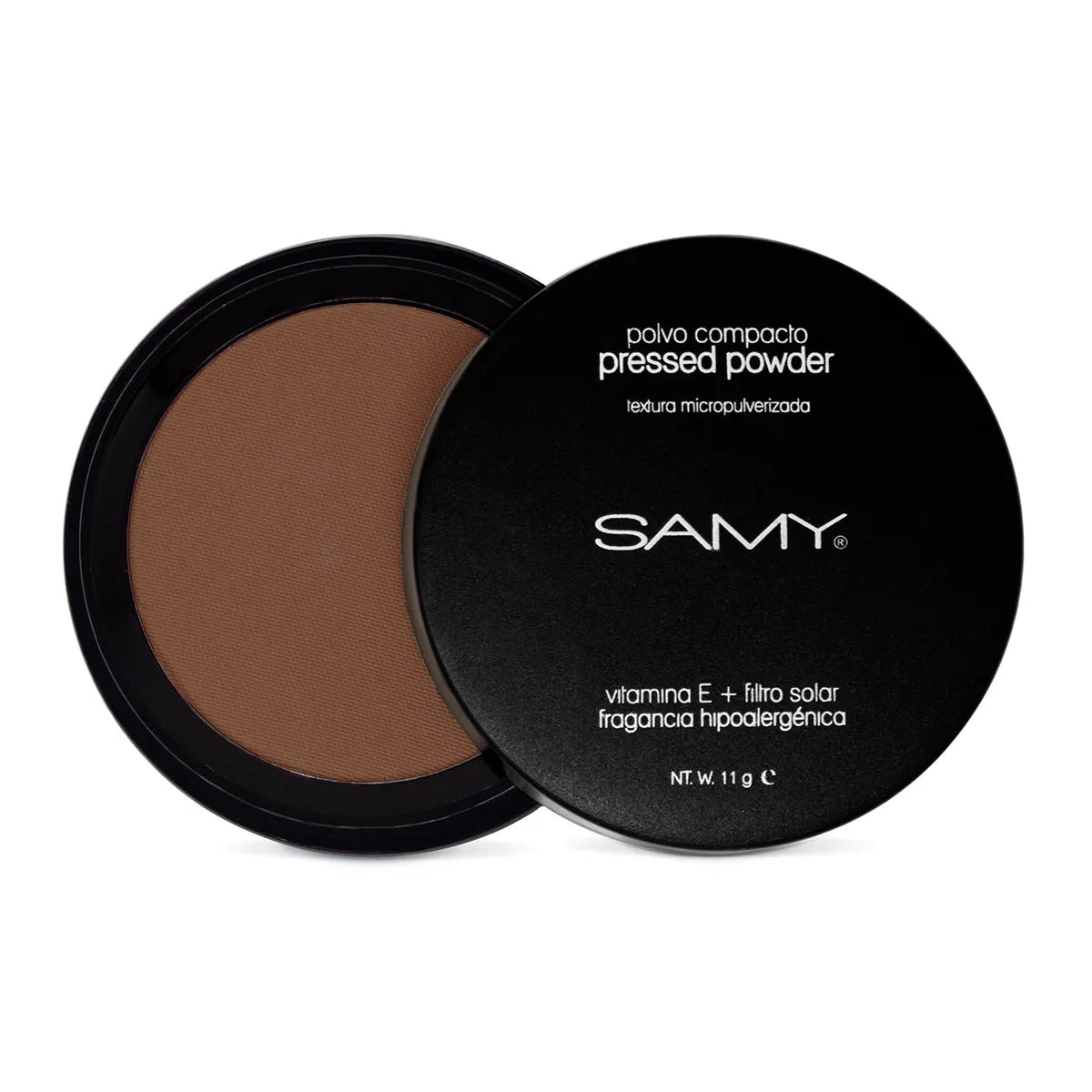 POLVO COMPACTO MICROPULVERIZADO SIN ESPEJO SAMY # 9. ÉBANO