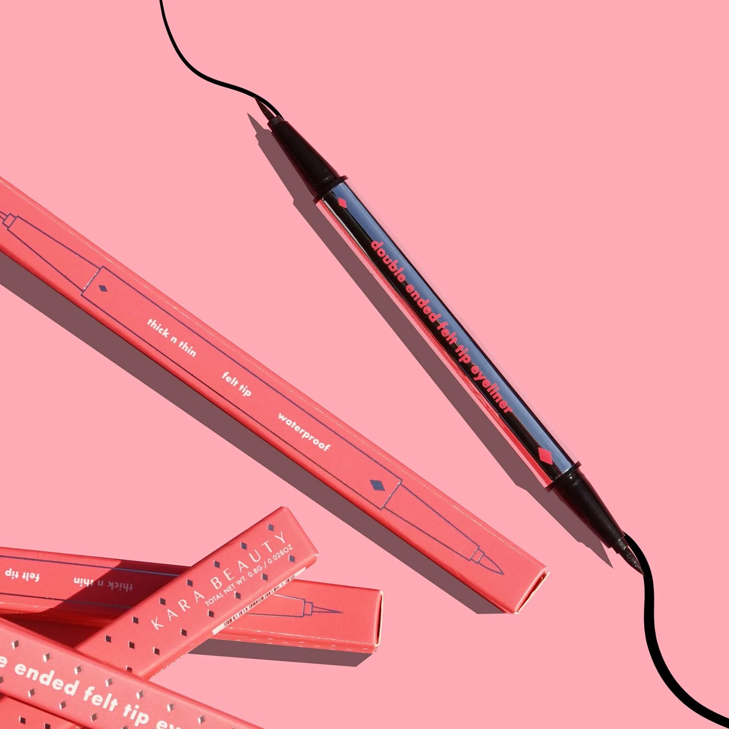 BLACK - DOUBLE ENDED FELT TIP EYELINER - KARA BEAUTY