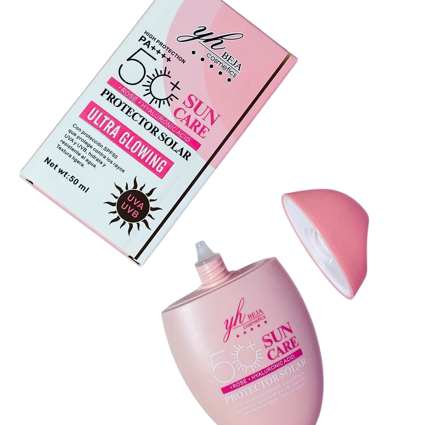 YH-PS26 PROTECTOR SOLAR ROSAS + ACIDO HIALURONICO 50+ YH BEJA