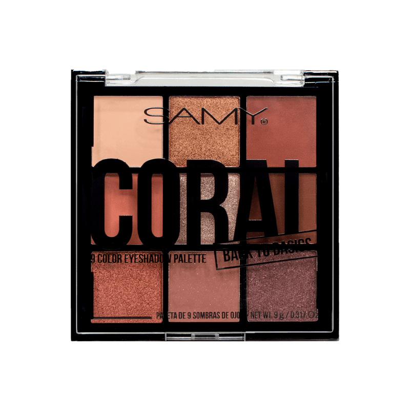 PALETA X 9 SOMBRAS DE OJOS SAMY # 12. CORAL