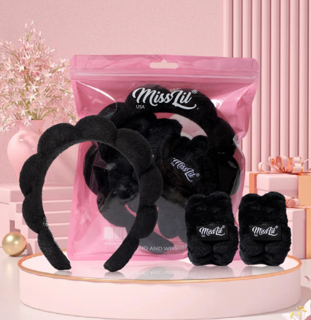 MLHB-02 SET DIADEMA Y MUÑEQUERAS PARA SKIN CARE MISS LIL